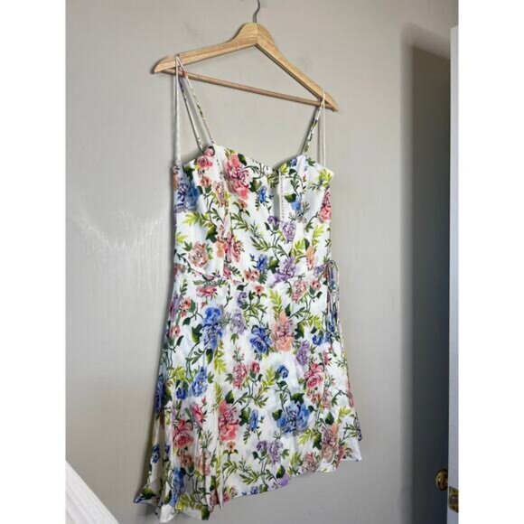 Alice + Olivia Trixie Gardenia Floral Print Lined Mini Dress Multi Color Size:12 - Picture 3 of 8